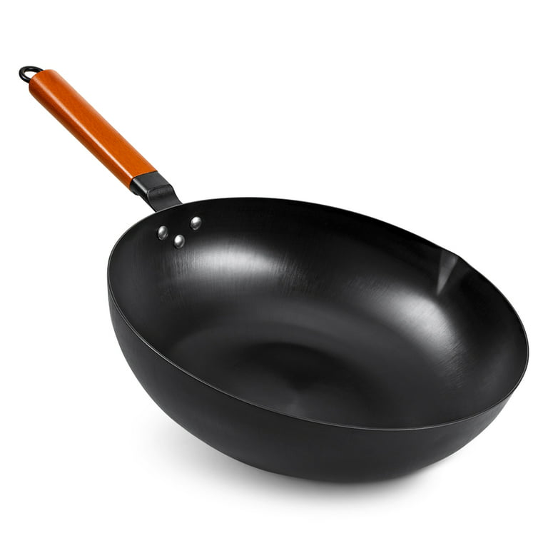 SKY LIGHT Wok Pan, No Chemical Stir Fry Pan 12.5-inch, 100% Carbon
