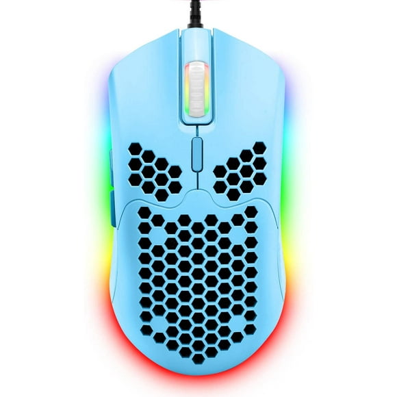 Wired Lightweight Gaming Mouse,6 RGB Backlit Mouse with 7 Buttons Programmable Driver,6400DPI Computer Mouse,Ultralight