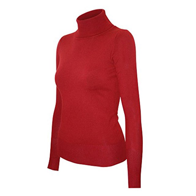 Cielo Chandail Basique Extensible à Col Roulé pour Femmes Rouge G