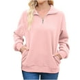 thumbnail image 2 of Qepwscx Women's Long Sleeve Tops Crew Neck T Shirts Zipper Solid/Color Collared Shirts Quarter-Zipper Top Stand Collar Sweatshirts 2025 Casual Ladies Pullover Shirts Tops Loose Fits S-XXL, 2 of 8