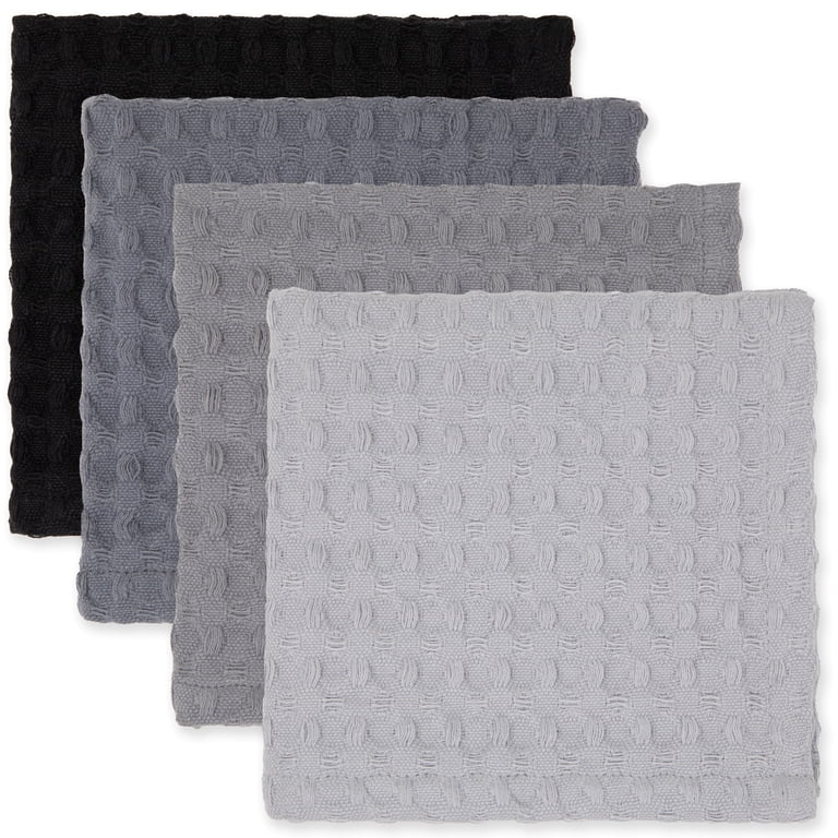 Mainstays Waffle Dishcloth Set, 100% Cotton, Gray, 12 x 12 photo 2