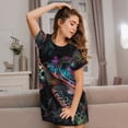 thumbnail image 3 of Fotbe Colorful Plant Turtle A Pattern Women's Cotton Nightgown Sleepwear Short Sleeves Shirt Casual Print Sleepdress, 3 of 6