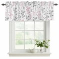 thumbnail image 2 of Pink Grey Botanical Valances for Windows, Decorative Rod Pocket Window Valance Curtains, Watercolor Spring Floral Summer Leaf Short Curtain Drapes for Kitchen/Living Room, 2 Panels, 42" W x 12" L, 2 of 8