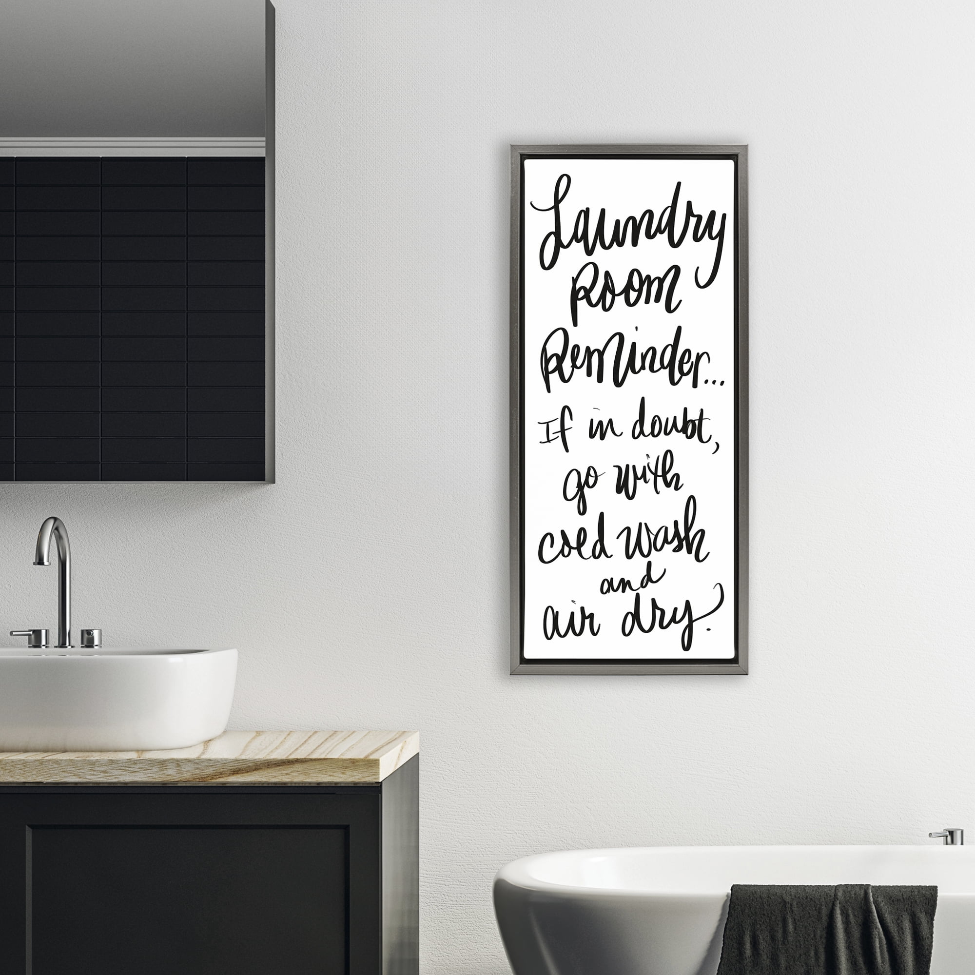 Stupell Industries If In Doubt Laundry Tip Gray Framed Floater Canvas Wall Art, design by SD Graphics Studio