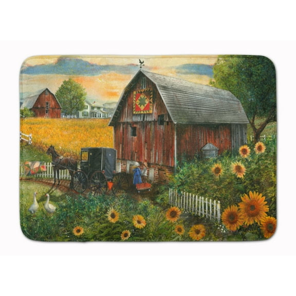 Carolines Treasures PTW2003RUG Sunflower Country Paradise Barn Machine Washable Memory Foam Mat 19 X 27" multicolor