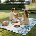 thumbnail image 4 of Green Leaf Outdoor Rug 4x6 Ft - Reversible Patio Rug Outdoor Camping Rugs, Country Blue Purple Botanical Plant Fruits Washable Indoor Outdoor Area Rugs, Non-Slip Outdoor Carpet Runner for Deck/Porch, 4 of 8