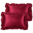 thumbnail image 1 of Unique Bargains Retro Satin Ruffle Pillowcases Envelope Closure 2pcs, 1 of 8