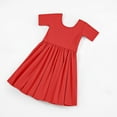 thumbnail image 2 of Stelle Short Sleeve Sundress A-Line Knee Length Flared Swing Cross Back Skater Skirt Midi Dress for girls,Red,3T, 2 of 8