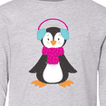 thumbnail image 4 of Inktastic Cute Penguin, Penguin With Ear Warmers, Scarf Long Sleeve Youth T-Shirt, 4 of 5