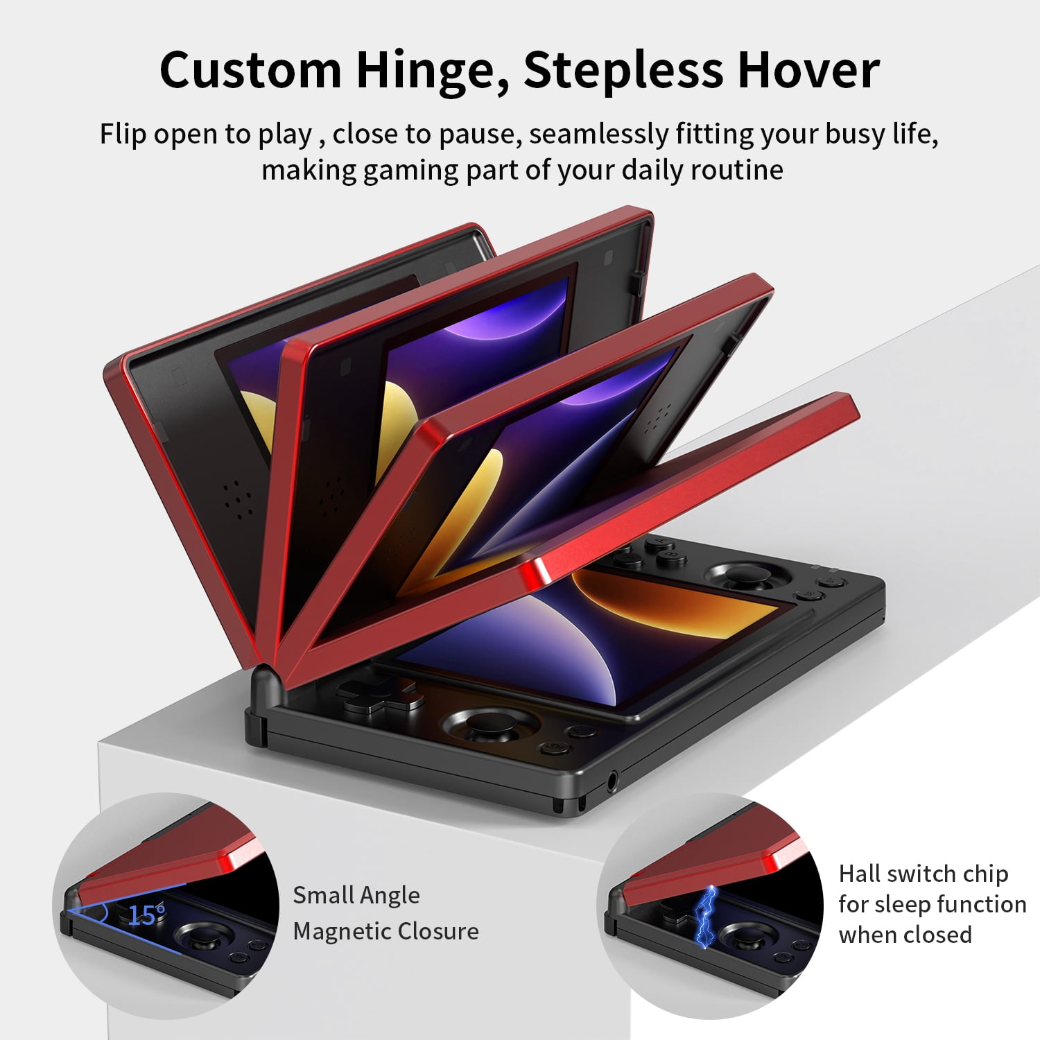RG DS Handheld Game Consoles RG DS Gaming Console Dual-screen Video Game Console Android 14 Portable Pocket Arcade 40000mAh Battery WiFi Bluetooth HD Output Black