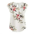 thumbnail image 3 of maskred T-shirt Femme Imprimé Plissé Haut Col Rond Manches Courtes Blouse Blanche TTG, 3 of 6