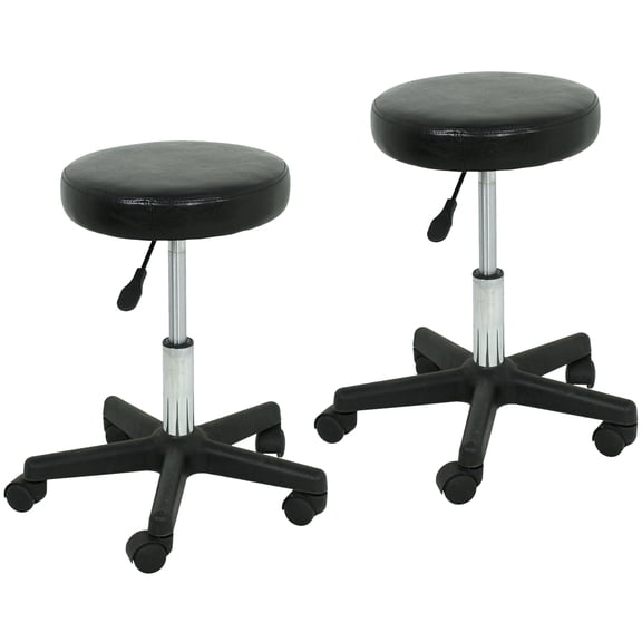 ZENSTYLE Adjustable 360 Swivel Salon Stool Spa Backless PU Chair - Set of Two, Black