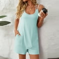 thumbnail image 4 of Mint Lime Green Overalls Shortalls for Women Summer Fall Loose Fit Casual Crochet Knit Straight Leg Basic Jumpsuits Shortalls Shorts Unitard Ladies 2025 Clothing Y2K S, 4 of 7