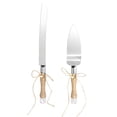 thumbnail image 1 of Juego de cuchillo y pala para pastel de boda, acero inoxidable con mangos de cristal y decoración de lazo blanco o encaje de yute - Regalo perfecto para bodas y eventos especiales EKA01134, 1 of 6