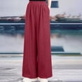 thumbnail image 2 of Kilaqueen Women's Palazzo Cotton Linen Pants Wide Leg Casual Loose Elastic Waist Beach Travel Vacation Harem Pants with Pockets, 2 of 6