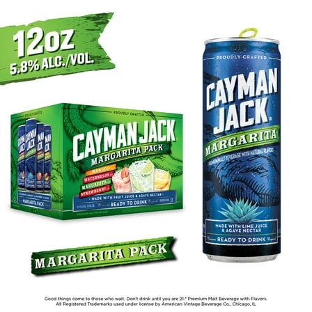 Cayman Jack Margarita Variety Pack, 12 Pack, 12 fl oz Cans, 5.8% ABV