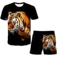 thumbnail image 2 of Trajes de tigre para niños, camisetas de manga corta con estampado de dibujos animados de verano y pantalones cortos, conjunto de dos piezas, ropa informal para niños, trajes 9T Gao Jinjia LED, 2 of 2