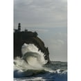 thumbnail image 2 of Surf breaks at Cape Disappointment Lighthouse; Ilwaco  Washington  United States of America Poster Print, 2 of 2