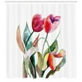 thumbnail image 3 of Ambesonne Art Shower Curtain, Watercolor Tulip Flowers, 69"Wx84"L, Forest Green Magenta, 3 of 3