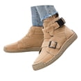 thumbnail image 2 of KANG Fashion Couples Matching Sneakers for Women & Men, Spring Summer Plus Size Leather Upper Shoes, Hand-Stitched Casual Comfort Athletic Training Fitness Shoes Khaki 44, 2 of 7