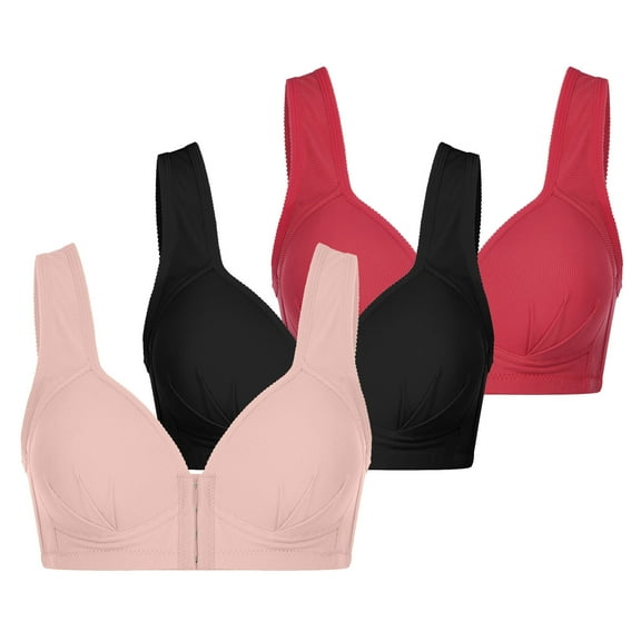 Bigersell Nursing Sports Bra 3pc V-Neck Wire-Free Bra Support Women Full Figure Bras No Underwire Bra Style R-259 Basic Bra Strap Nylon Pullover Bra Feature Everyday Bras Underwear Pink XXL