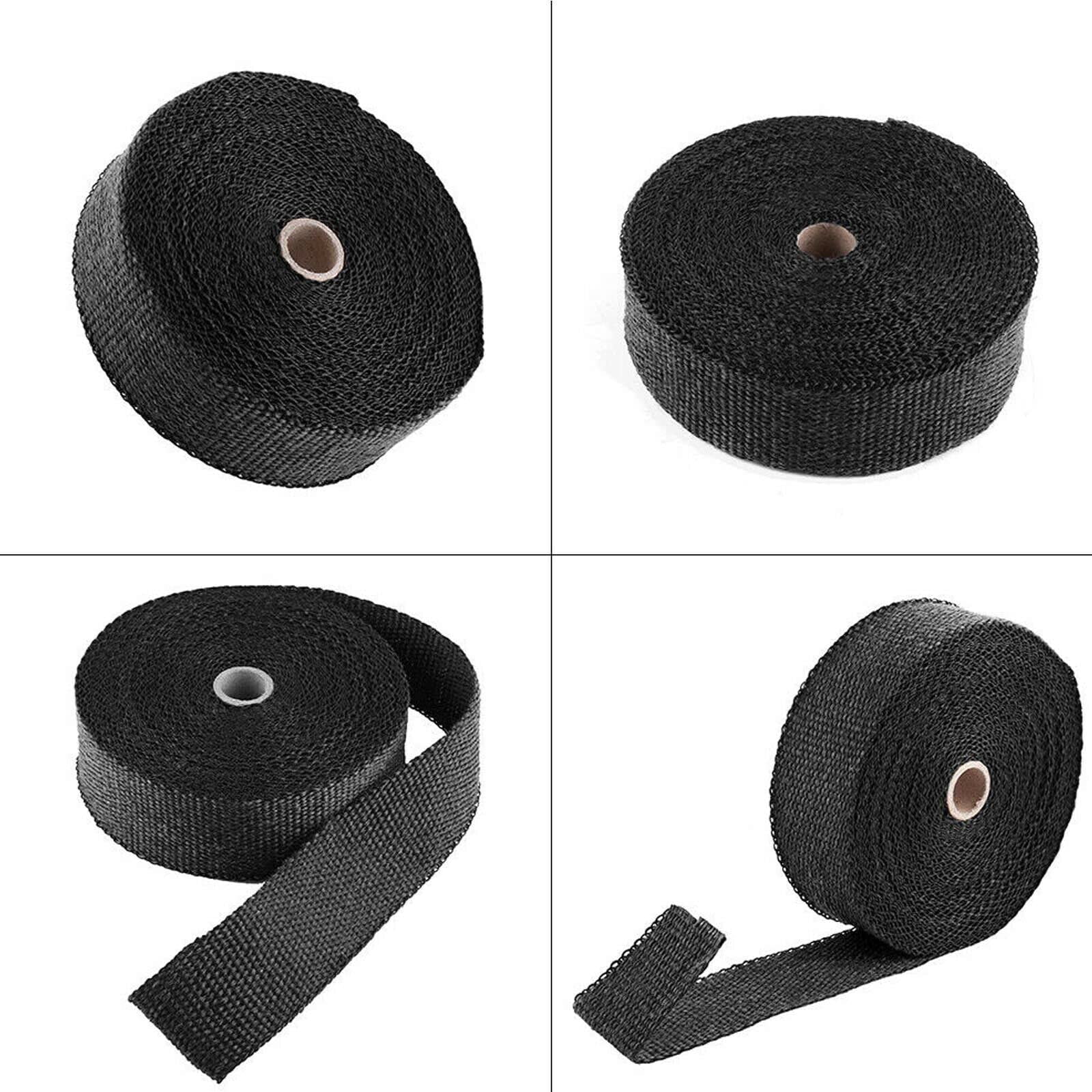 Confote 2 Roll x 2" 50Ft Black Fiberglass Exhaust Header Heat Wrap Tape + 20 Ties Kit