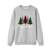 Luiyenes Christmas Long Sleeve Letter Print Hoodless Pullover Sweatshirt Blouse Xmas Holiday Family Matching Outfit