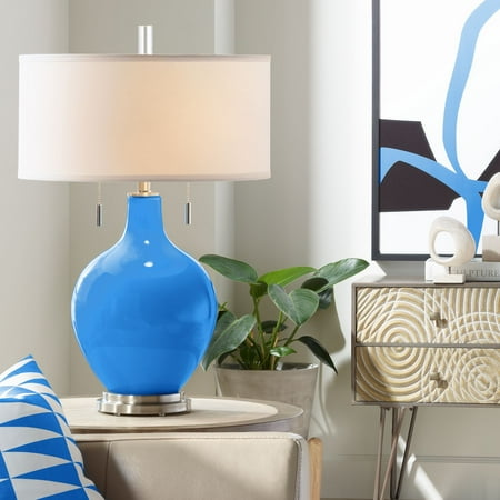 Color Plus Modern Table Lamp Royal Blue Glass Gourd White ...