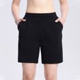 thumbnail image 2 of MIUOWANP Women's Shorts with Pockets Solid Color High Waisted and Wide Legged Shorts Breathable Relaxed Fit Shorts Size XL(10)Black, 2 of 5