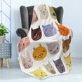 thumbnail image 4 of Cat Soft Flannel Fleece Throw Blanket, Watercolor Effect Cat Heads in Colorful Humor Fun Purring Meow Animal Kids, Cozy Plush for Indoor and Outdoor Use, 50" x 60", Multicolor, by Ambesonne, 4 of 5