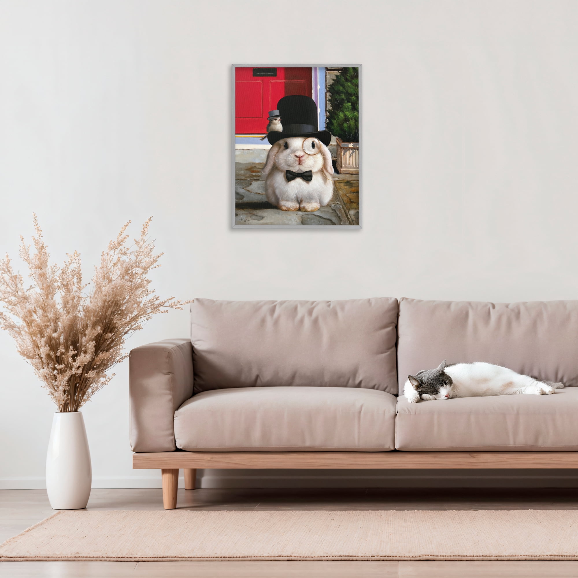 Stupell Industries Lord Bunbury Rabbit Gray Framed Giclee Art, design by Lucia Heffernan