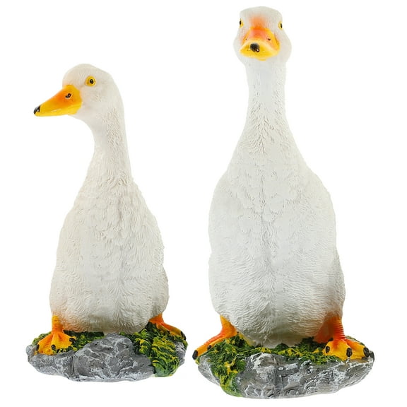OUNONA  2 Pcs Fake Prop Floating Duck House for Pond Sculpture White