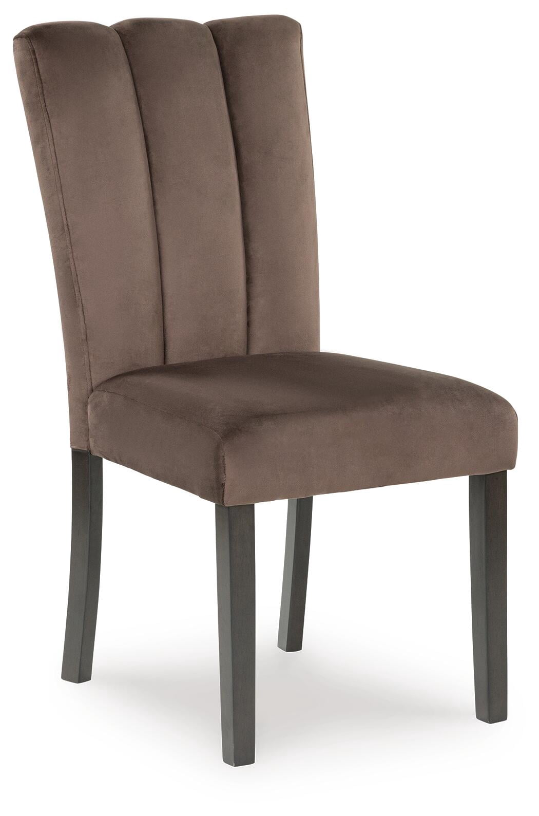 Signature Design by Ashley Zendalia Dining Chairs | Elegant Channel-Stitched Velvet Side Chairs | Set of 2, Mocha Brown