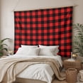 thumbnail image 3 of Black Red Plaid Tapestry for Bedroom Wall Hanging Tapestry, Vintage Rustic Buffalo Checked Gingham Ceiling Backdrop Tapestries Poster Blanket Wall Decor for Teens Room Living Room Dorm 51" x 59", 3 of 8