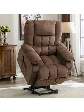 BOSMILLER Power Lift Recliner Chair Recliners for Elderly with Heat and Massage Recliner Chair for Living Room with Infinite Position and Side Pocket,USB Charge Port,Brown