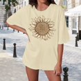 thumbnail image 2 of Tops For Women T-Shirts Oversized Loose Short Sleeve Sunflower Print Summer Layer Clothes, 2 of 4
