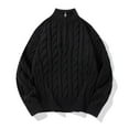 thumbnail image 3 of Chiccall Men's Quarter Zip Pullover Sweater Cable Knit Casual Loose Stand Collar Texture Knitted Sweaters, 3 of 6