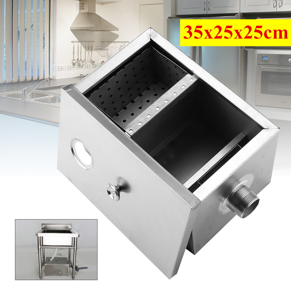 22L Commercial Stainless Steel Grease Trap Interceptor for Kitchen Wastewater 
