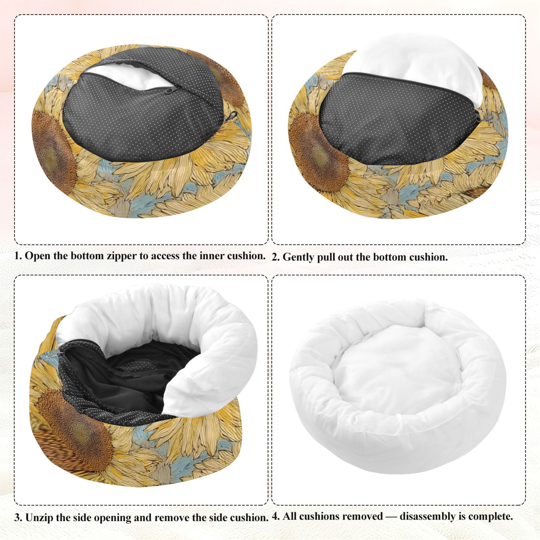 Iauyy Pet Couch Donut Cat Bed for Indoor Cats/Small Dogs Washable & Machine with Non-slip Bottom Calming Cat Furniture, Gently Swaying in The Breeze (S)
