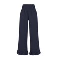 thumbnail image 5 of Wide Leg Linen Pants for Women High Waisted Ruffle Hem Palazzo Pants Boho Summer Casual Loose Flowy Pant Trousers Navy S, 5 of 7