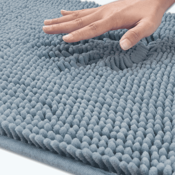 Evlmd Bathroom Rugs, Extra Soft Absorbent Shaggy Chenille Bath Rugs, Non-Slip Teal Blue Bath Mats for Bathroom Floor Tub and Shower, Home Decor Accessories, 16" X 24"