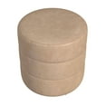 thumbnail image 5 of Upholstered Round Ottoman Sand Faux Leather, 5 of 8