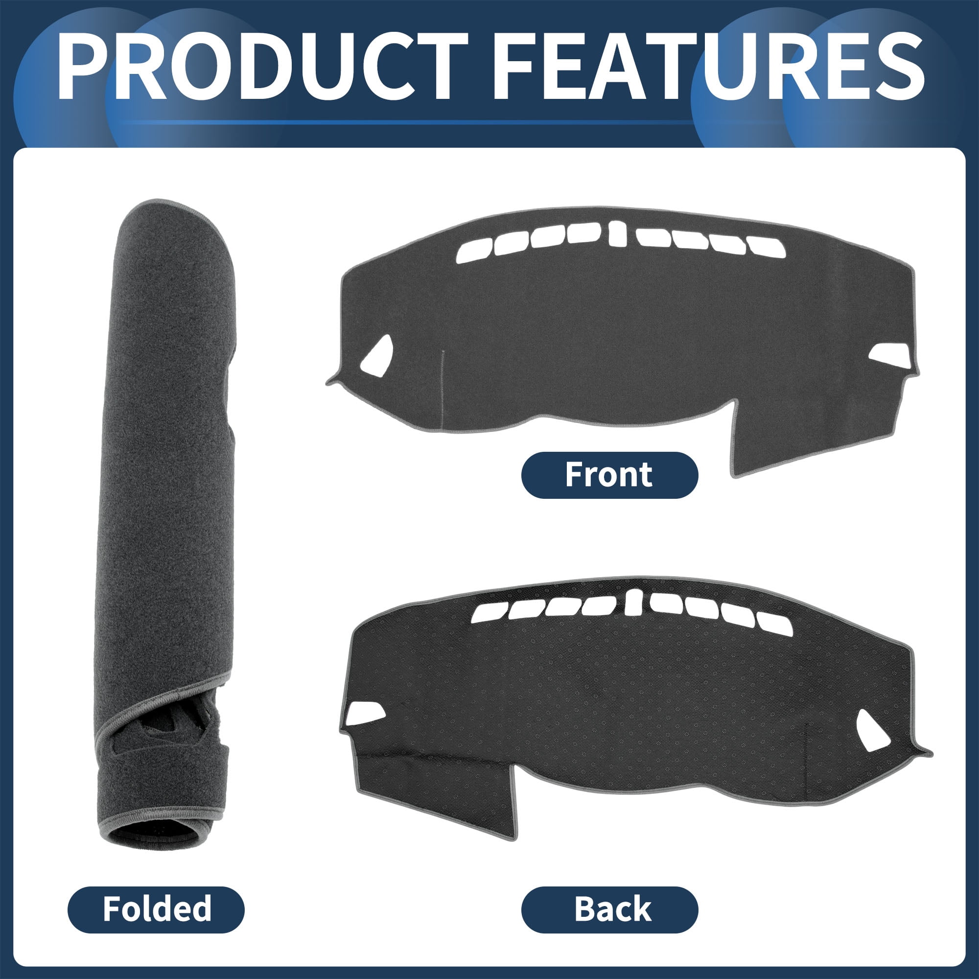 Dashboard Cover Dash Cover Mat Carpet for Hyundai Tucson 2016-2018 Polyester Gray