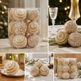 thumbnail image 4 of Champagne Gold Christmas Ball Ornaments, 2.36in 12Pcs Pearl Beaded Glitter Baubles, Shatterproof Foam Hanging Balls, Gold And White Style for Christmas Tree and Festive Decor, 4 of 7