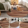 thumbnail image 5 of Western Barn Door Round Area Rug 4Ft Washable Circle Rugs for Bedroom Dining Room, Country Farmhouses Wooden Grain Brown Non-Slip Carpet Floor Mats Indoor Outdoor Carpet Runner Aesthetic Home Decor, 5 of 8
