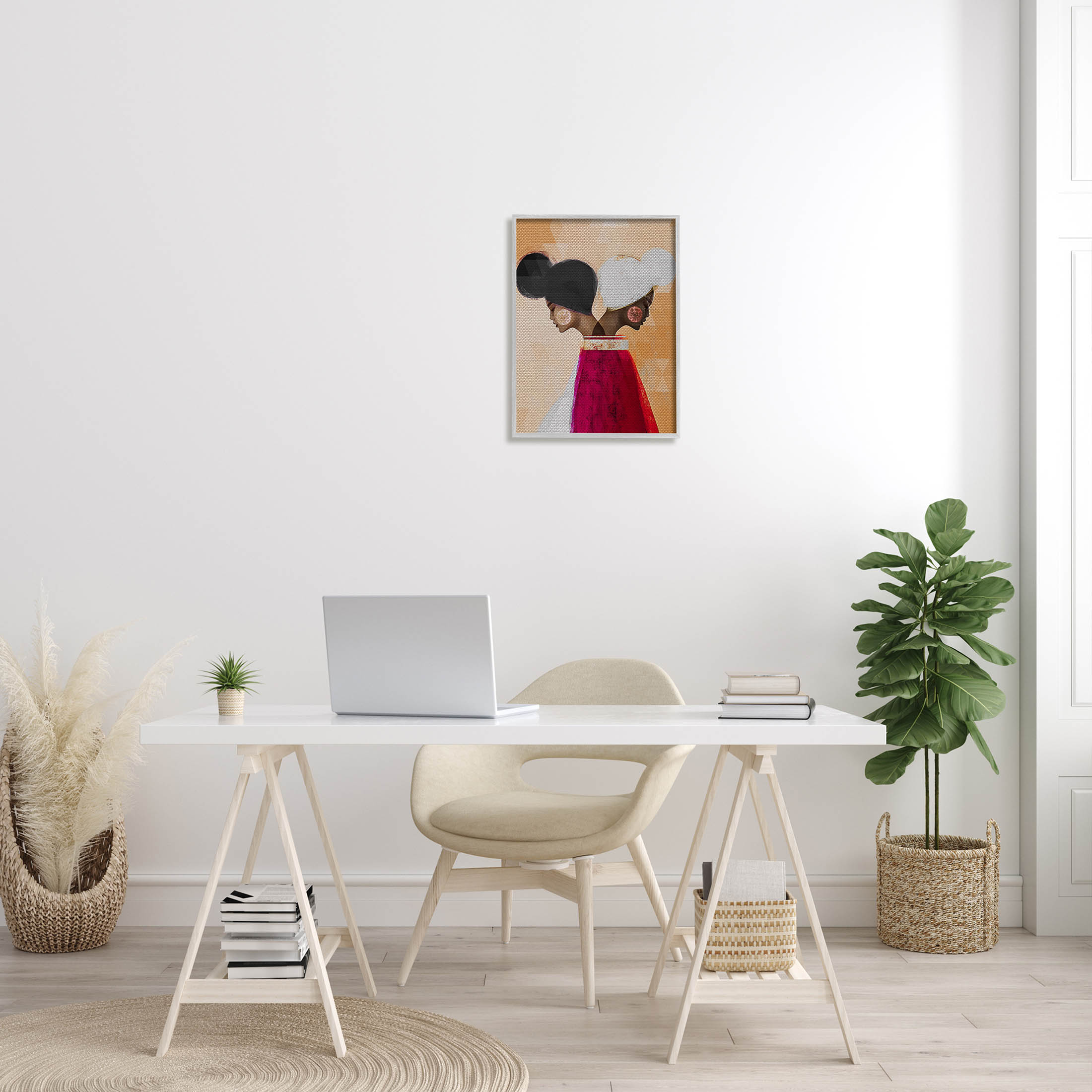 Modern Twin Girl Collage Abstract Graphic Art Gray Framed Art Print Wall Art