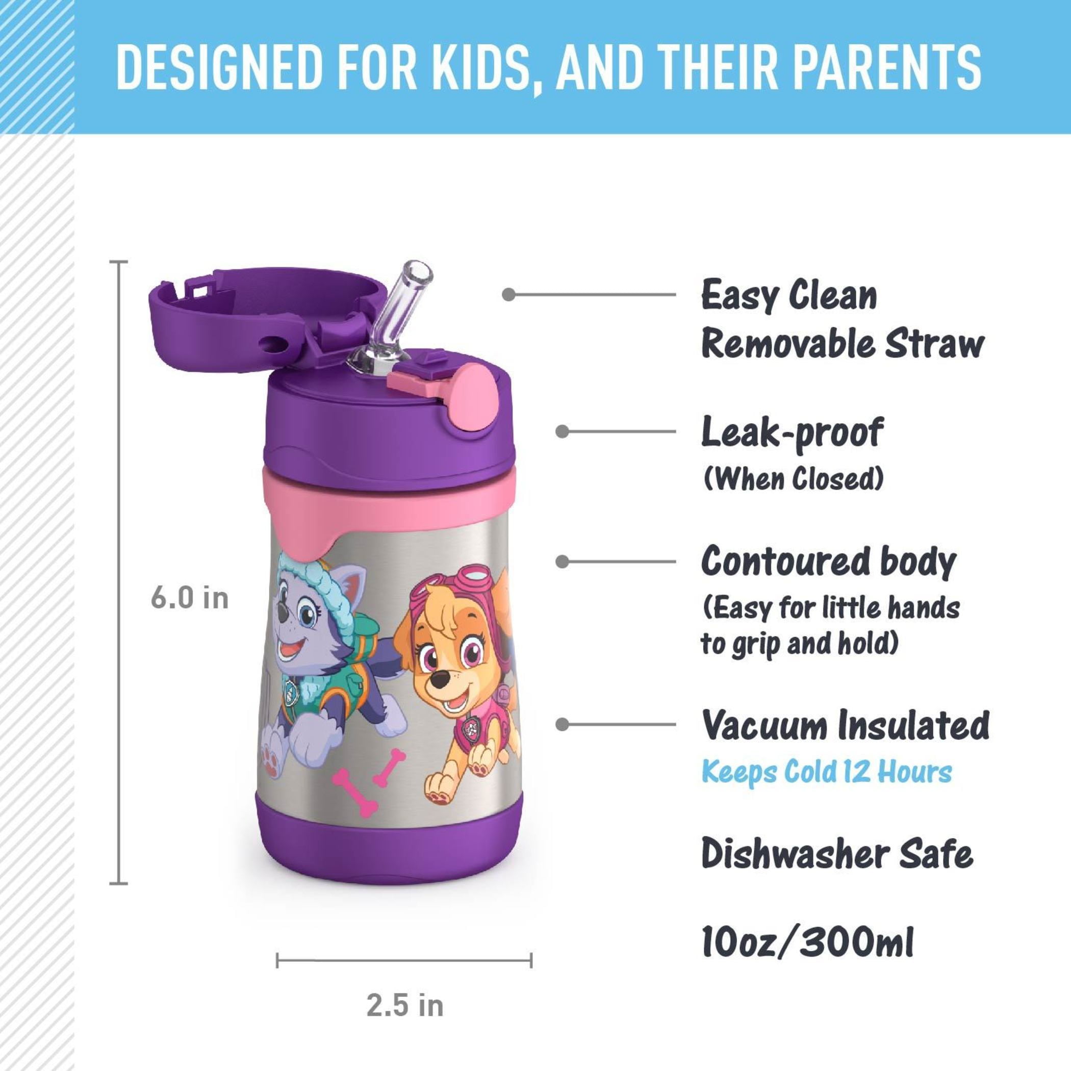 Thermos Baby Vacuum Insulated Stainless Steel Sippy Cup, 10oz, Paw Patrol Girl