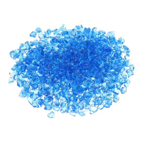 0.66 Pound Fire Glass Stone, 6-9mm Reflective Fire Pit Glass Rock for Fireplace, Light Blue