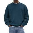 thumbnail image 2 of LNWUY (S-5XL) Mens Big and Tall Corduroy Crewneck Sweaters Solid Color Slim Fit Lightweight Knit Pullover Sweaters for Casual Blue XL, 2 of 6