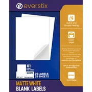 8.5" x 11", 25 Sheets, 25 Printable White Sticker Paper, Full Sheet Shipping Labels for Laser & Inkjet Printers, Letter Size